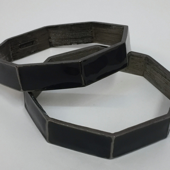 Paige Novick Set 2 Bangle Bracelets Black Enamel‎ - Picture 6 of 6